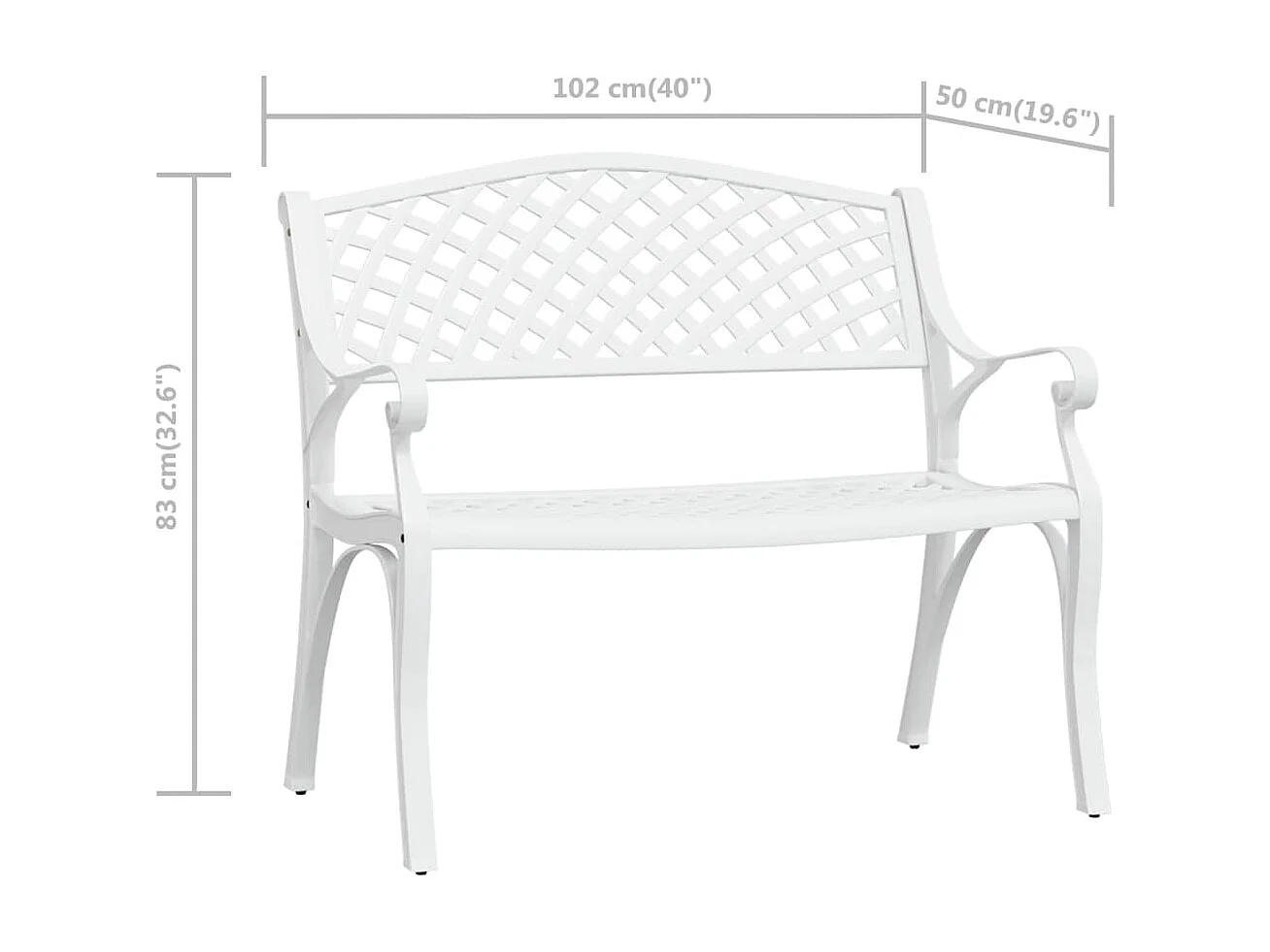 Banc de jardin 102cm Aluminium coulé Blanc