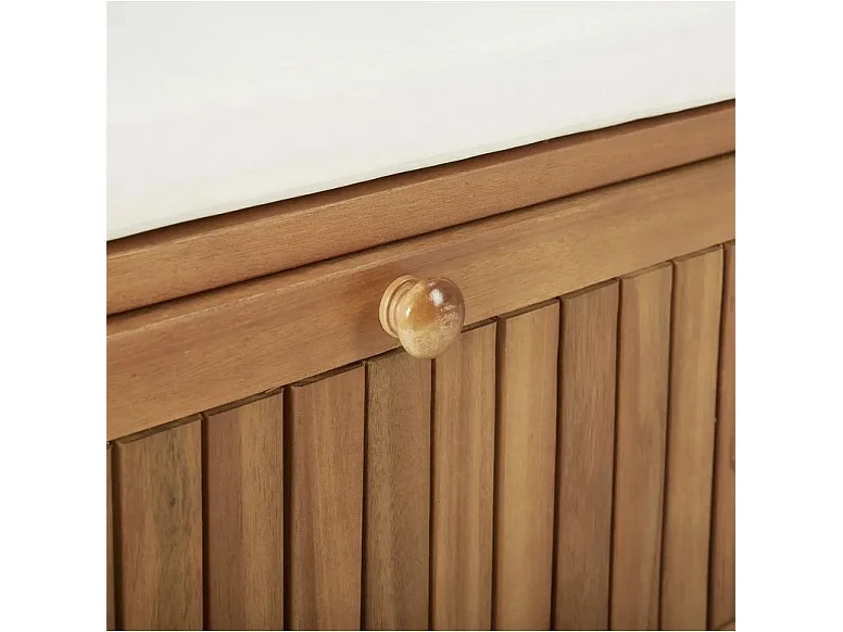 Banc de rangement avec coussin acacia massif foncé Tulak 170cm