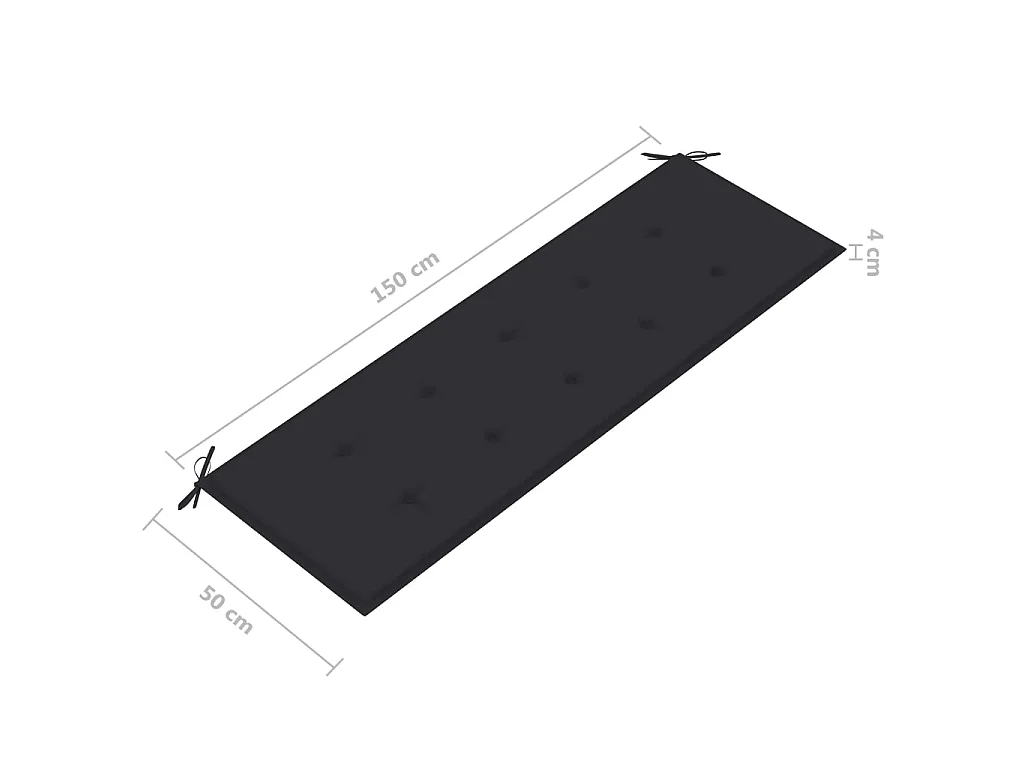 Banc de jardin empilable et coussin 159cm Bois de teck massif