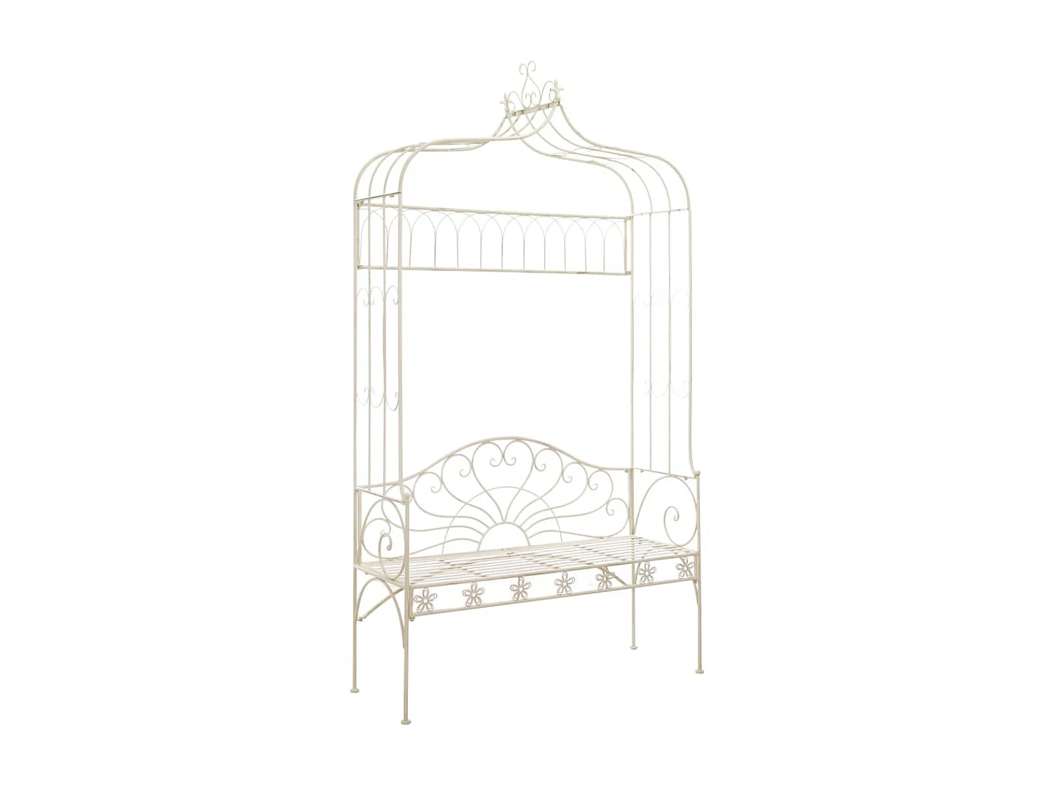 Banc de jardin 122cm Fer Blanc antique