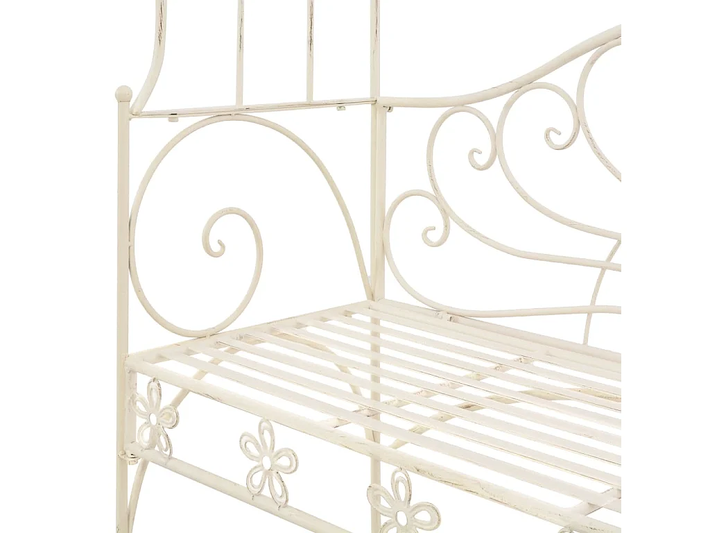 Banc de jardin 122cm Fer Blanc antique