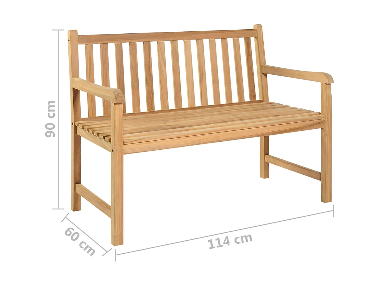 Banc de jardin 114cm Bois de teck solide
