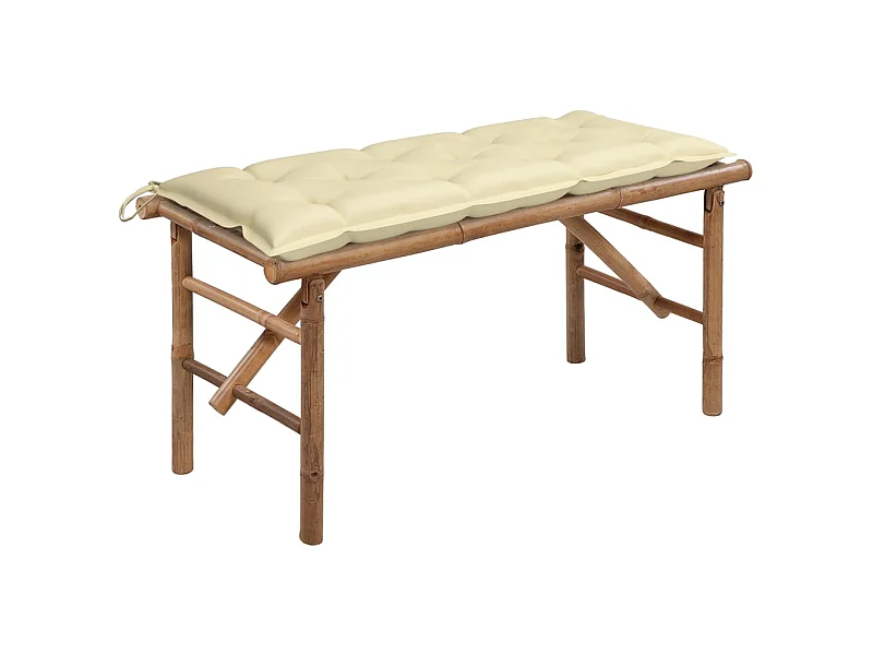 Banc de jardin pliable avec coussin 118cm Bambou 10
