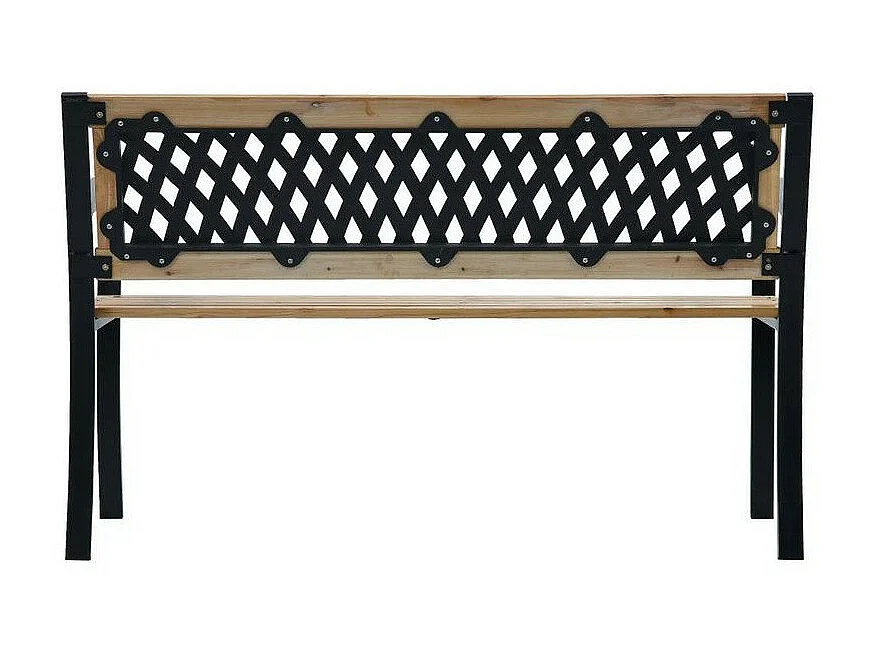 Banc de jardin bois massif clair et métal noir Delta 120cm