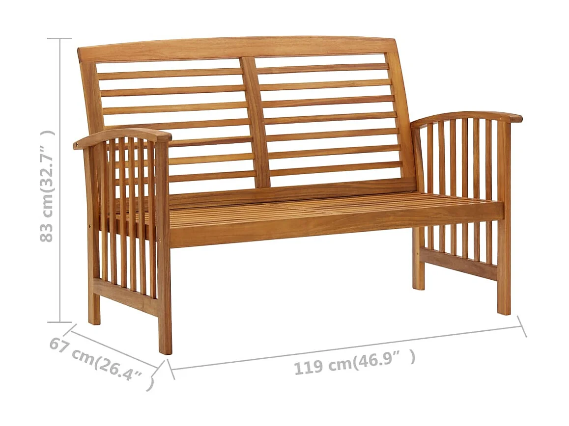 Banc de jardin 119cm Bois d'acacia solide 2