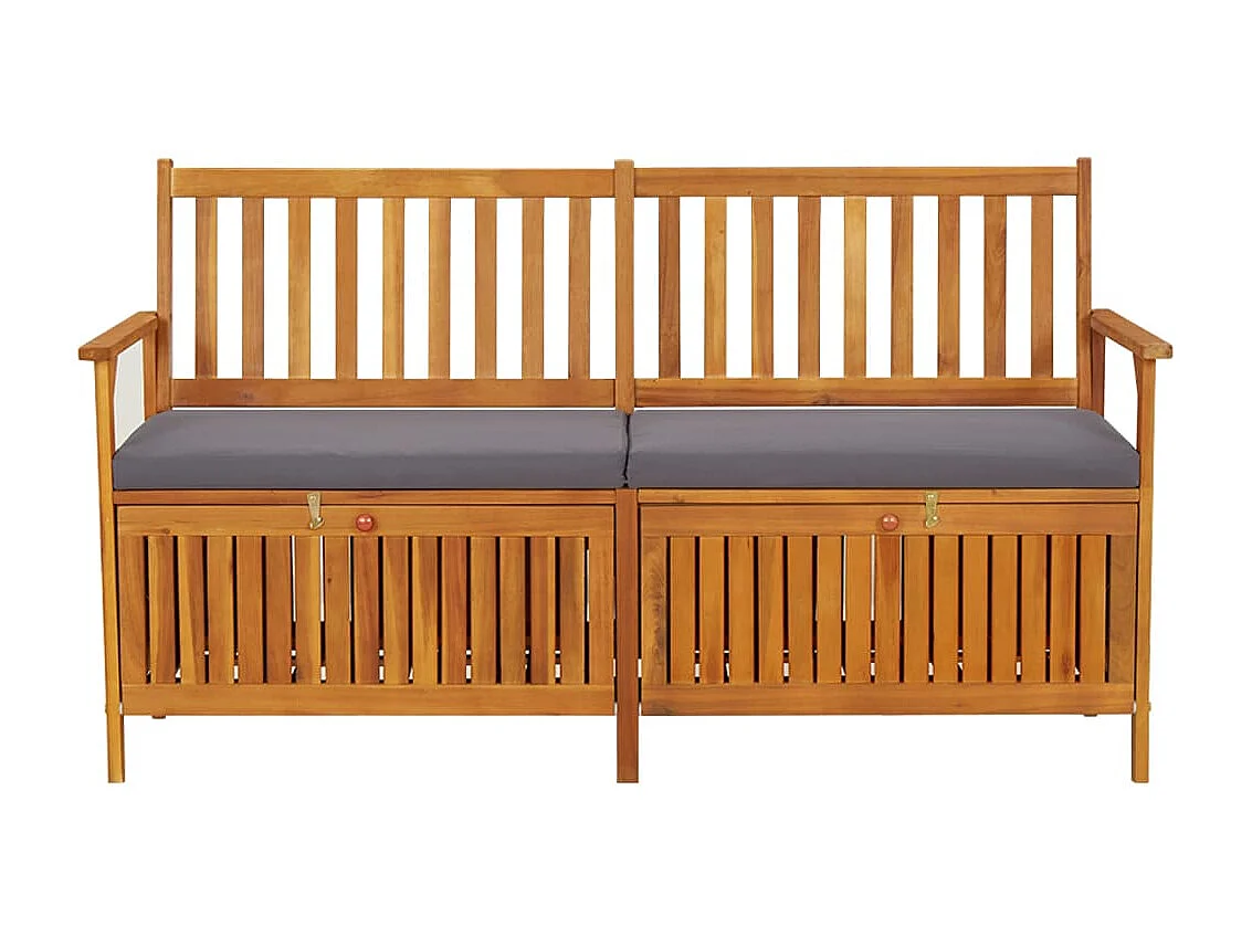 Banc de rangement avec coussin 148cm Bois d'acacia solide