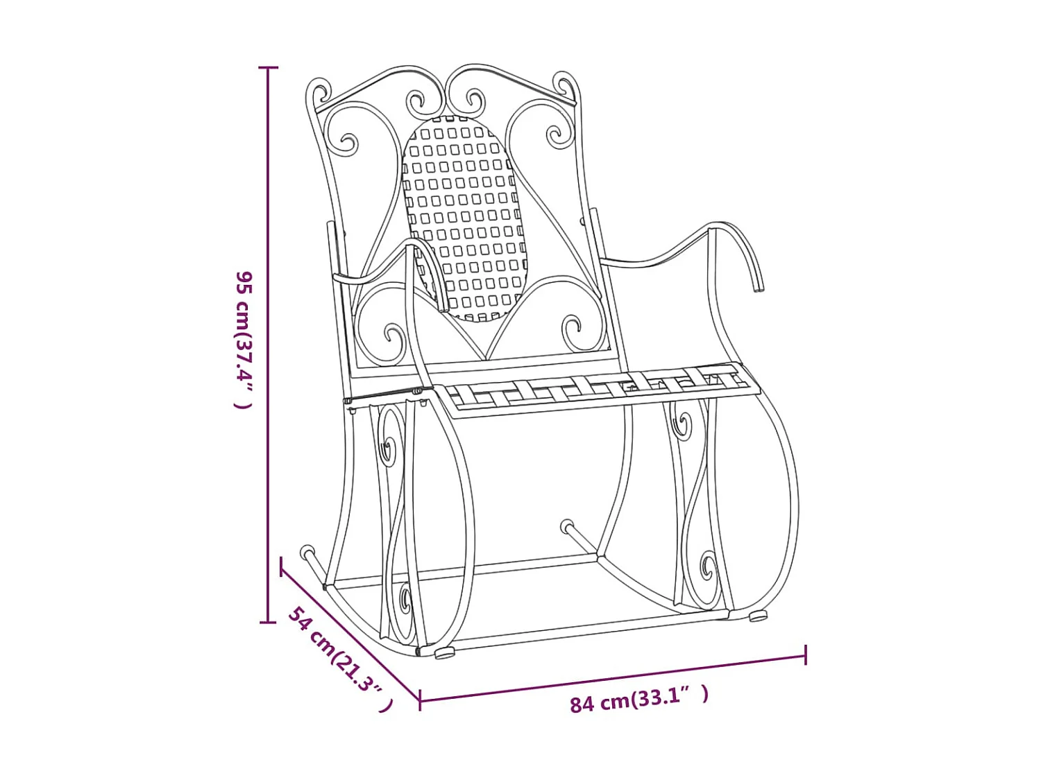 Banc à bascule 84cm Noir Acier
