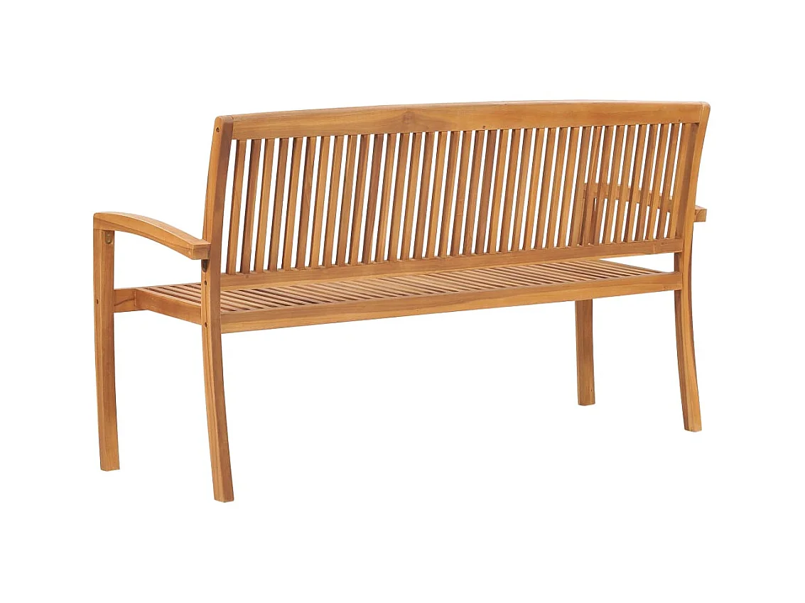 Banc de jardin empilable et coussin 159cm Bois de teck massif 11