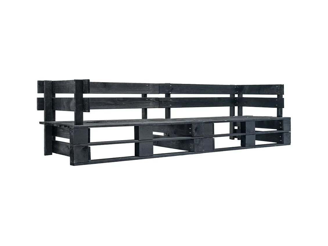 Canapé palette à 2 places de jardin Noir Bois