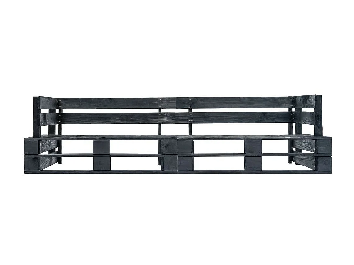 Canapé palette à 2 places de jardin Noir Bois