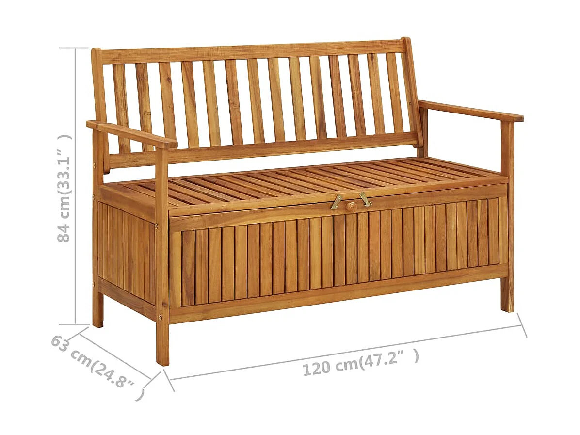 Banc de rangement de jardin 120cm Bois d'acacia solide