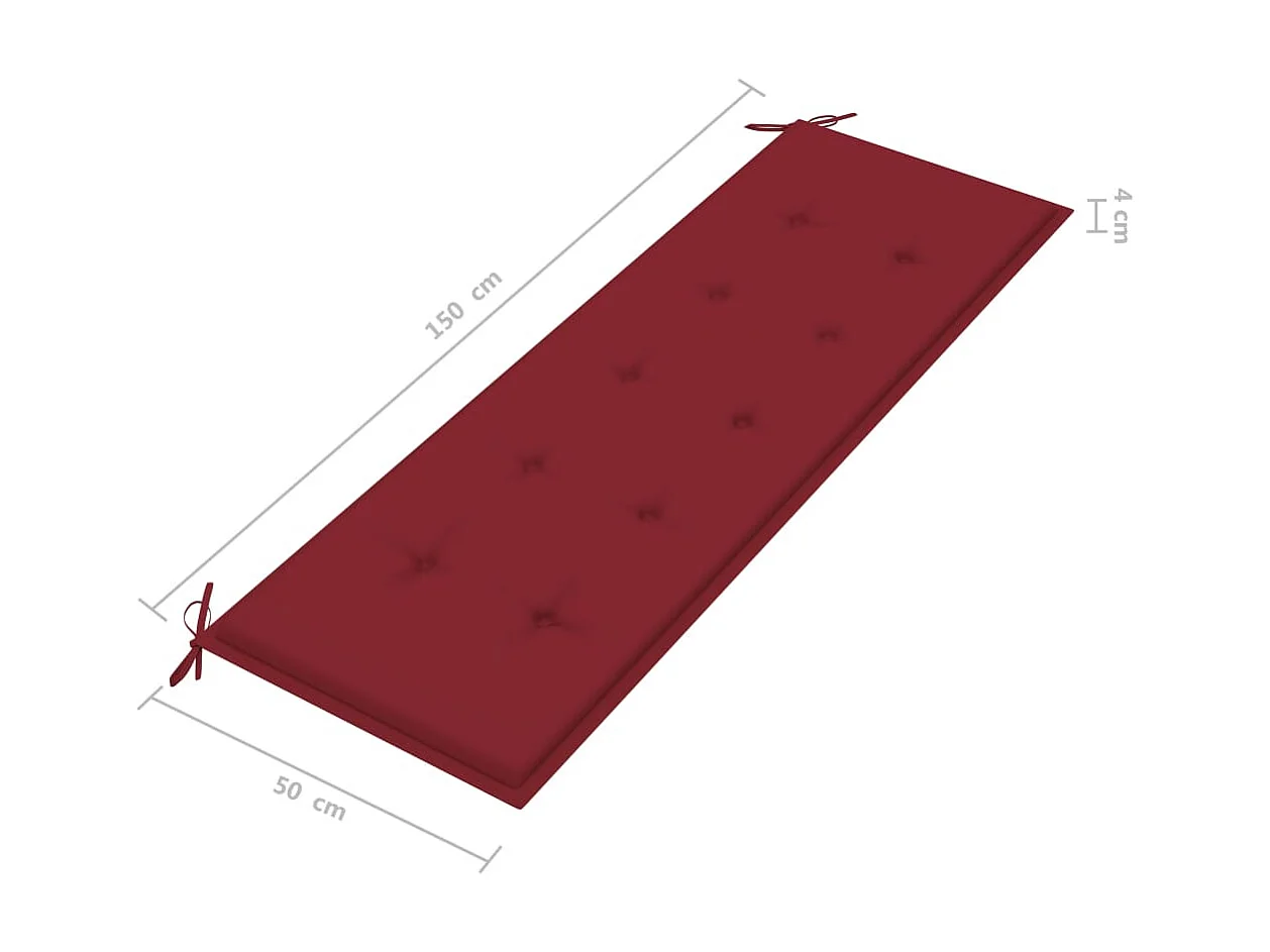 Banc de jardin empilable et coussin 159cm Bois de teck massif 5