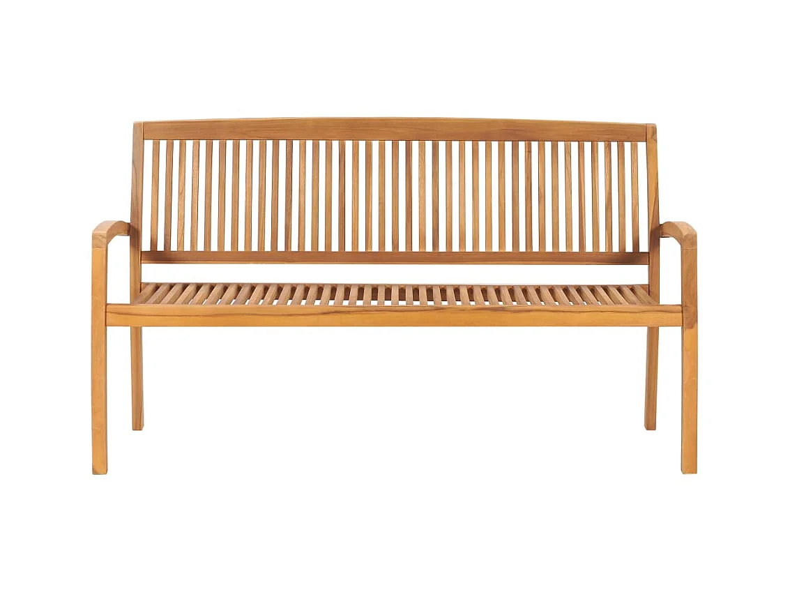 Banc de jardin empilable et coussin 159cm Bois de teck massif 5