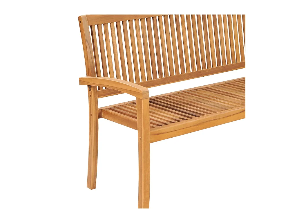 Banc de jardin empilable et coussin 159cm Bois de teck massif 5