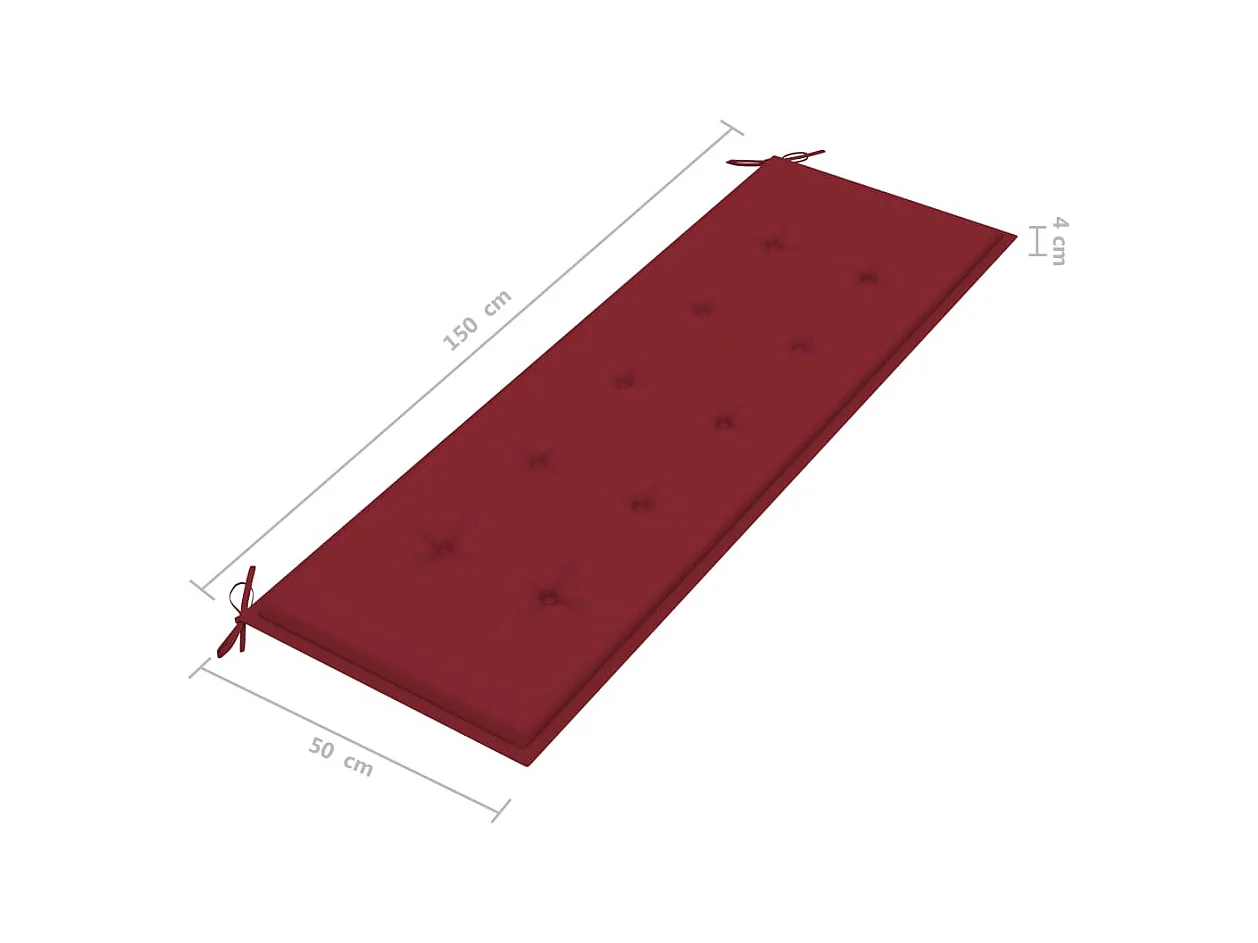 Banc de jardin empilable et coussin 159cm Bois de teck massif 5