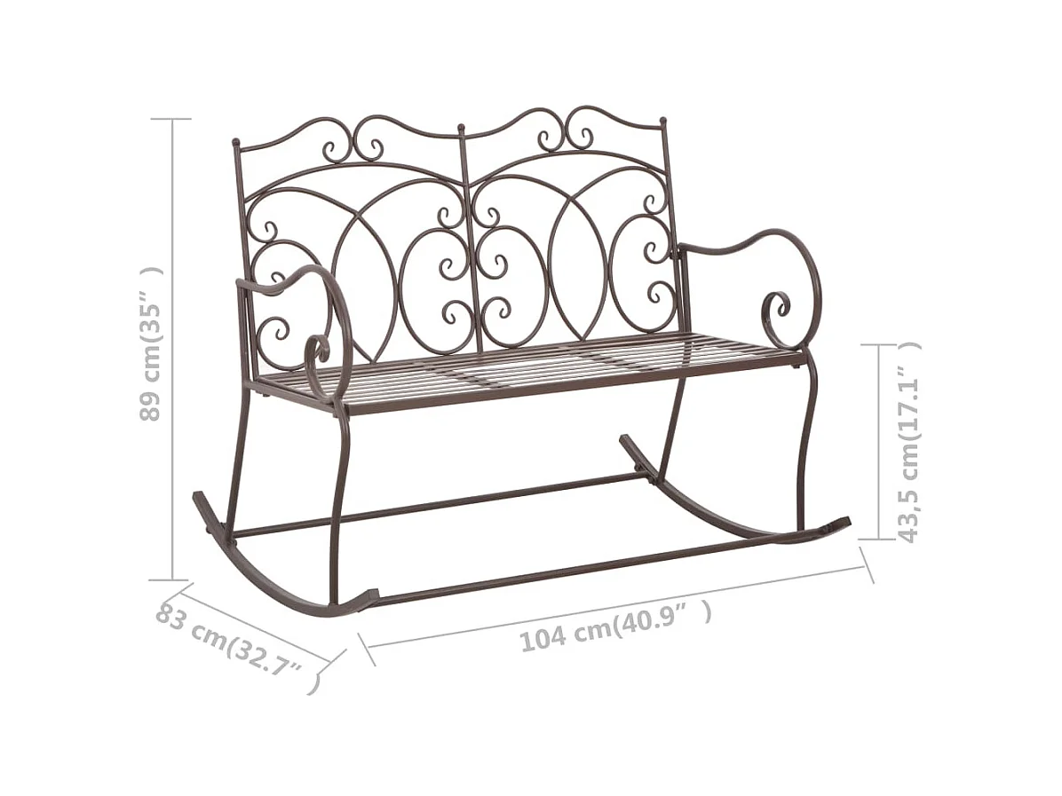Banc de jardin 104cm Fer Marron antique