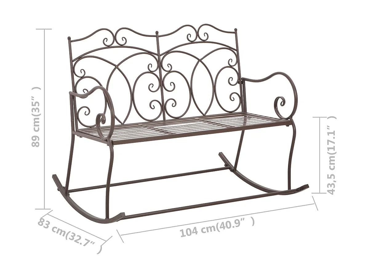 Banc de jardin 104cm Fer Marron antique