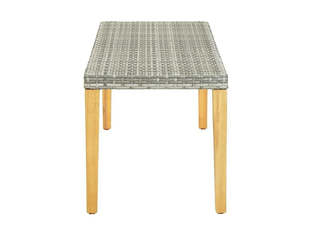 Banc de jardin résine tressée grise et pieds acacia Lakt 80cm