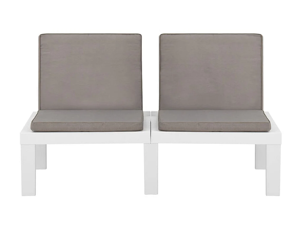 Banc de salon de jardin avec coussin Plastique Blanc