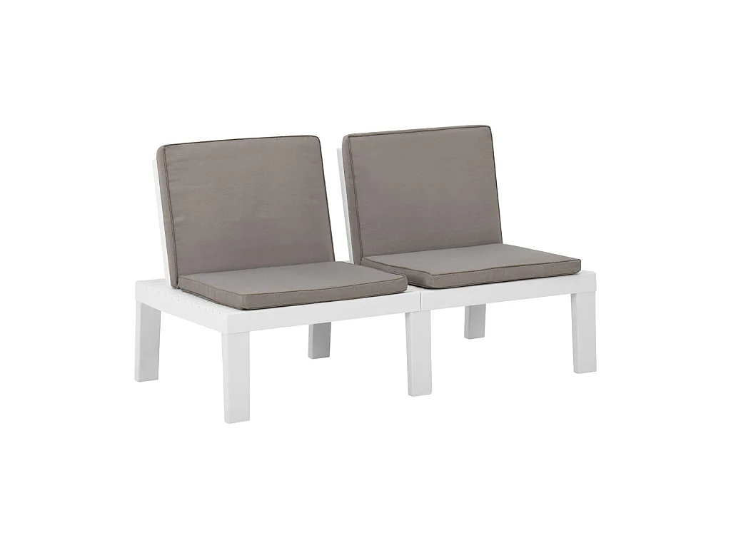 Banc de salon de jardin avec coussin Plastique Blanc