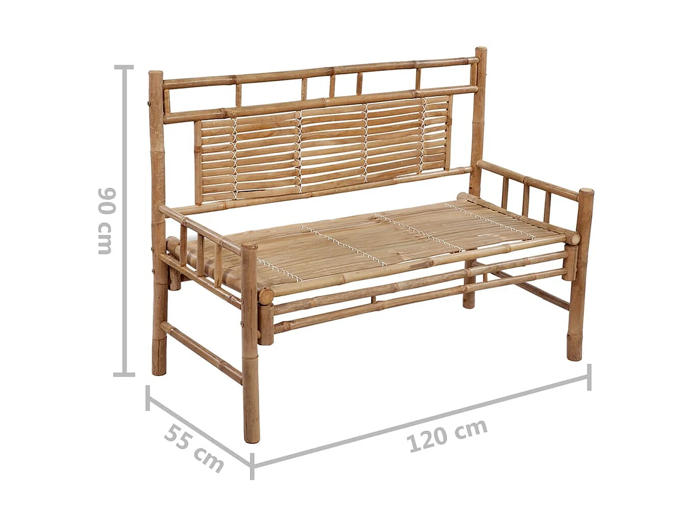 Banc de jardin avec coussin 120cm Bambou 12