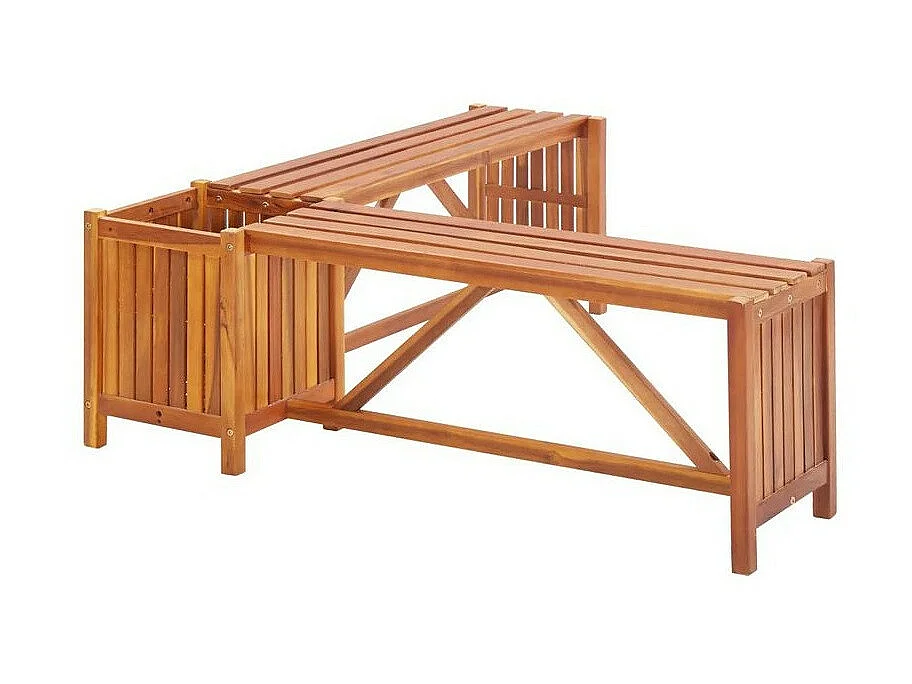 Banc de jardin avec jardinière acacia massif clair Tulak