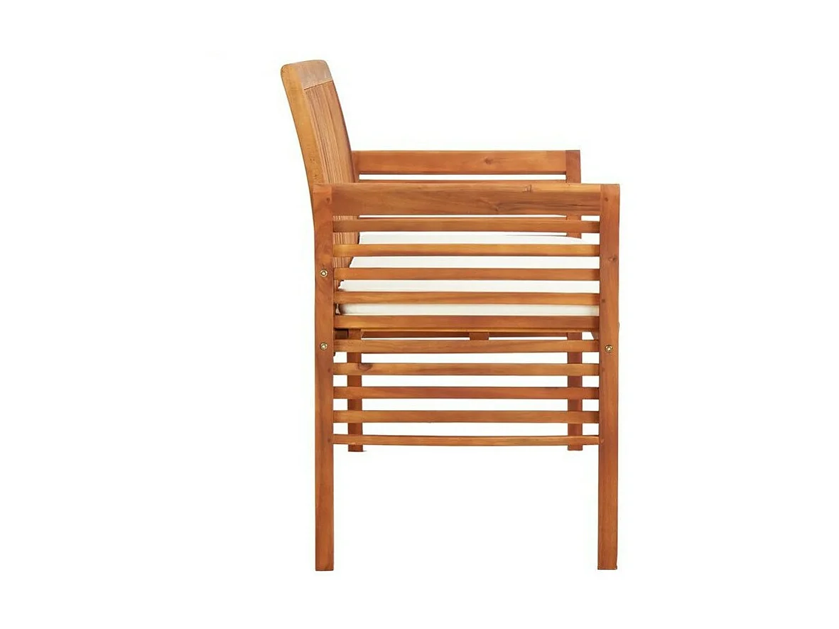 Banc de jardin tissu blanc et acacia massif clair Tulak 150cm