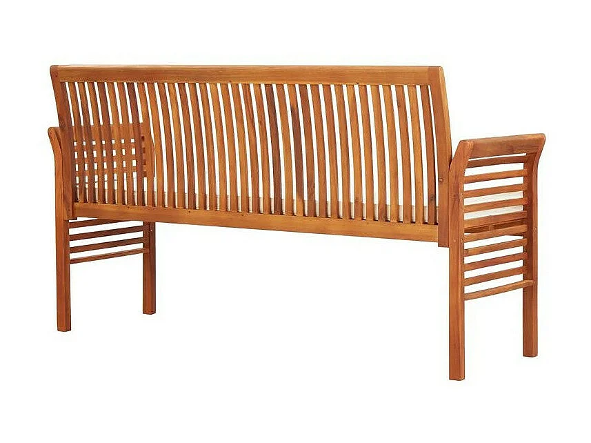 Banc de jardin tissu blanc et acacia massif clair Tulak 150cm