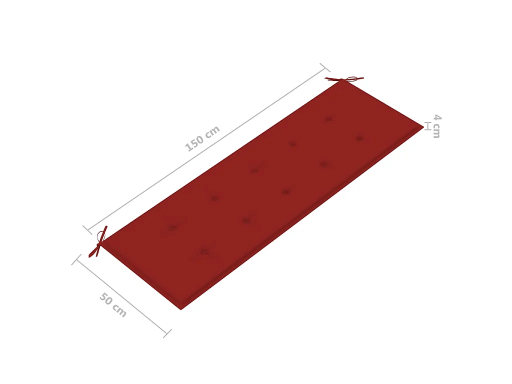 Banc de jardin empilable et coussin 159cm Bois de teck massif 2