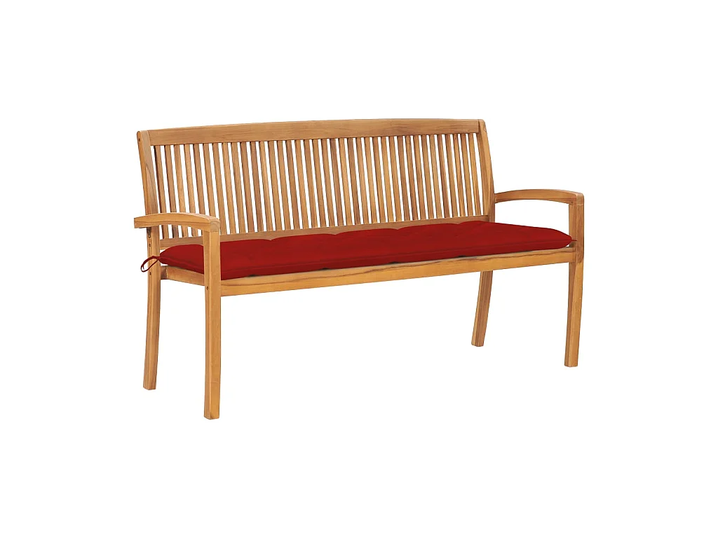 Banc de jardin empilable et coussin 159cm Bois de teck massif 23
