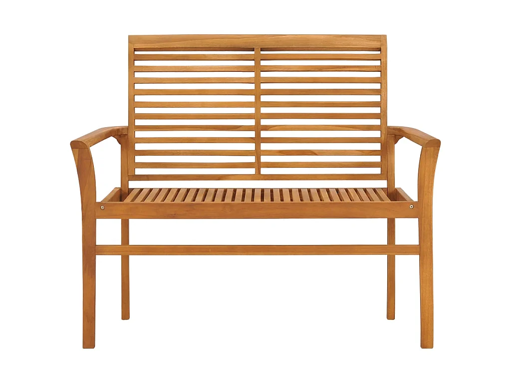 Banc de jardin avec coussin rouge bordeaux 112cm Teck massif