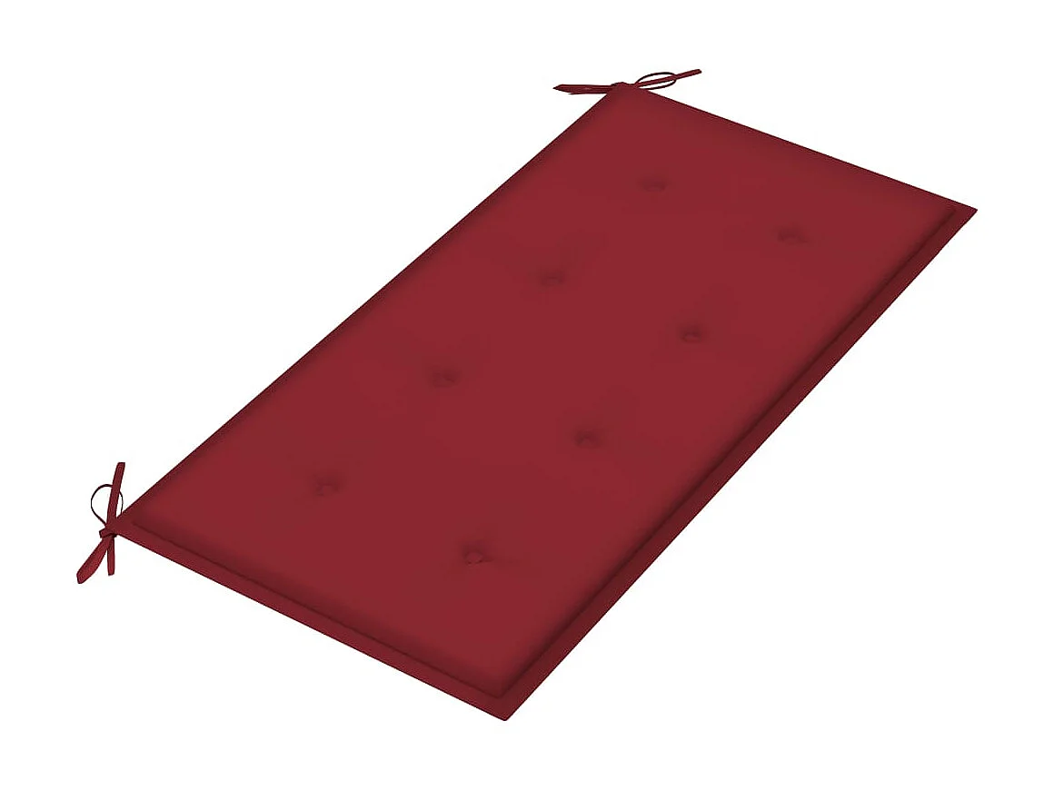 Banc de jardin avec coussin rouge bordeaux 112cm Teck massif