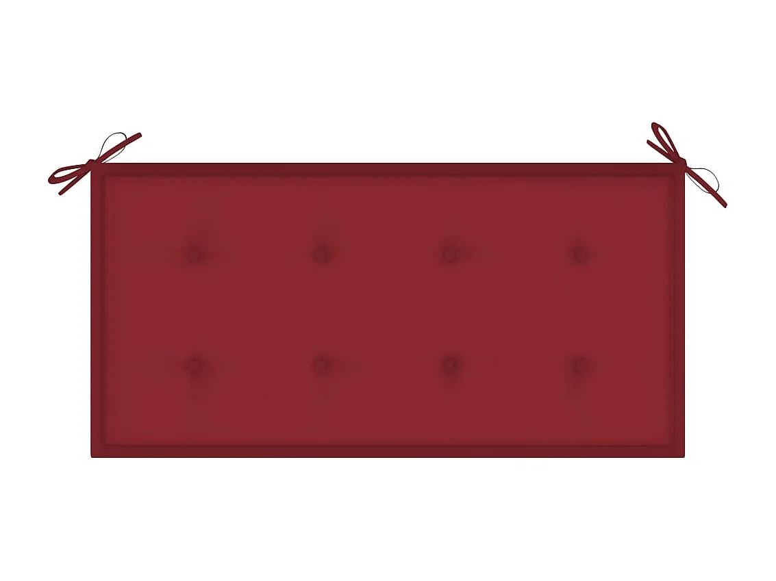 Banc de jardin avec coussin rouge bordeaux 112cm Teck massif
