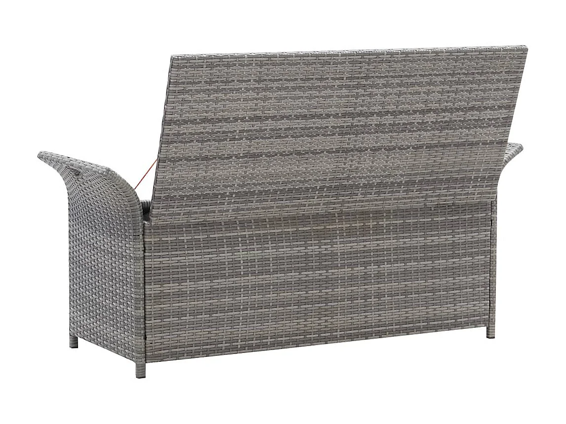 Banc de rangement avec coussin Gris 138cm Résine tressée