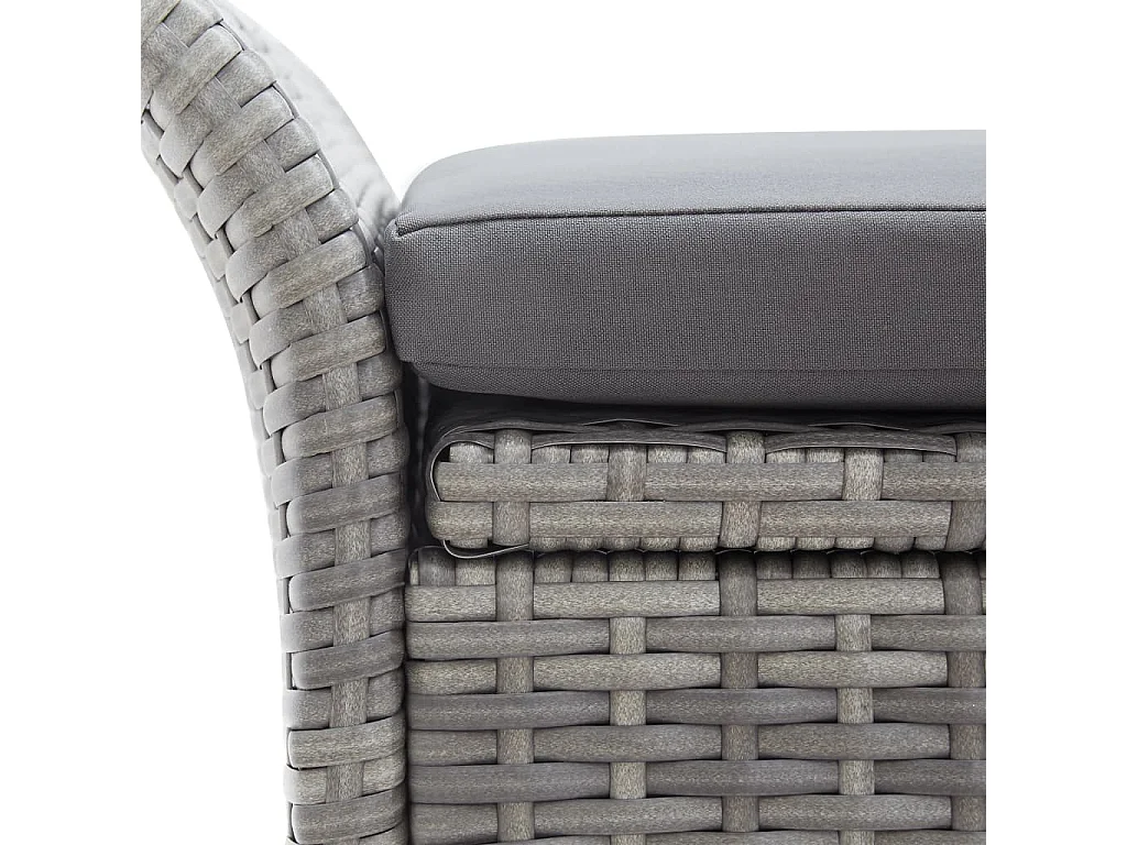 Banc de rangement avec coussin Gris 138cm Résine tressée