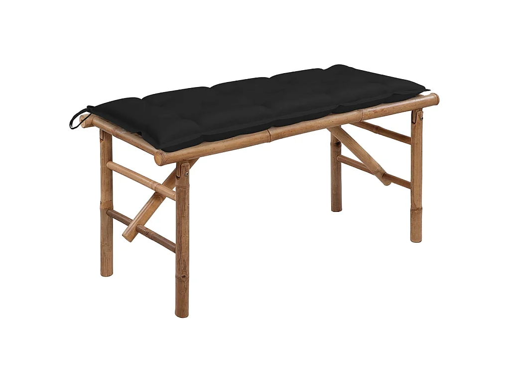 Banc de jardin pliable avec coussin 118cm Bambou 4