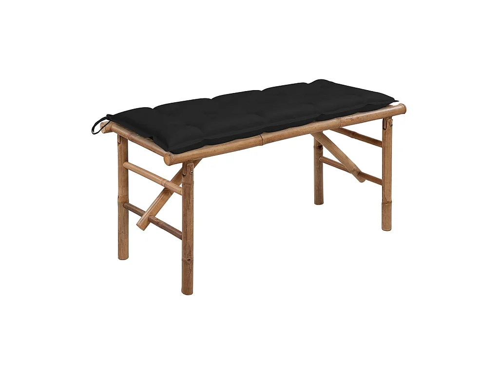 Banc de jardin pliable avec coussin 118cm Bambou 4