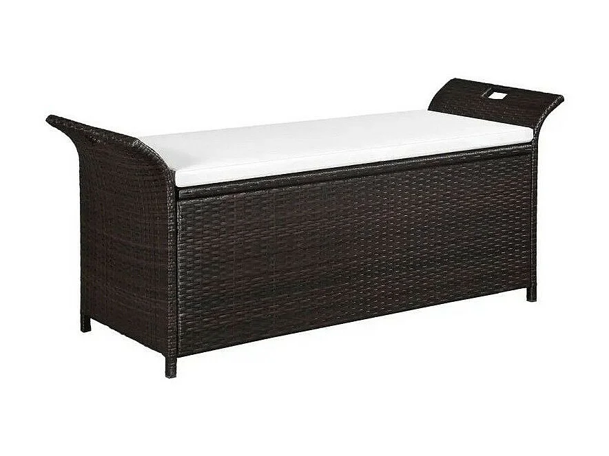 Banquette coffre de jardin résine tressée marron Toplu