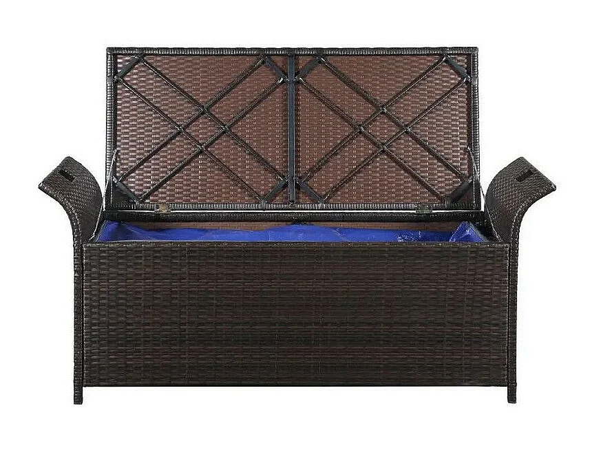 Banquette coffre de jardin résine tressée marron Toplu