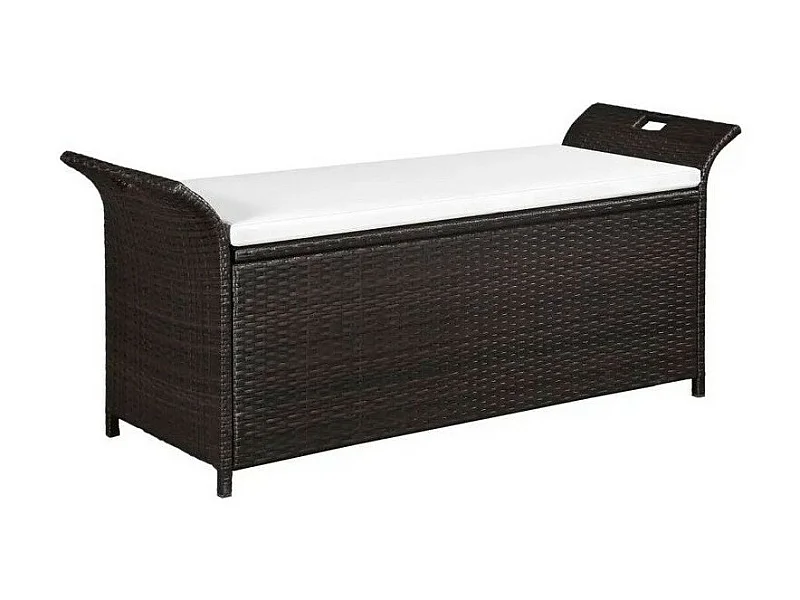 Banquette coffre de jardin résine tressée marron Toplu