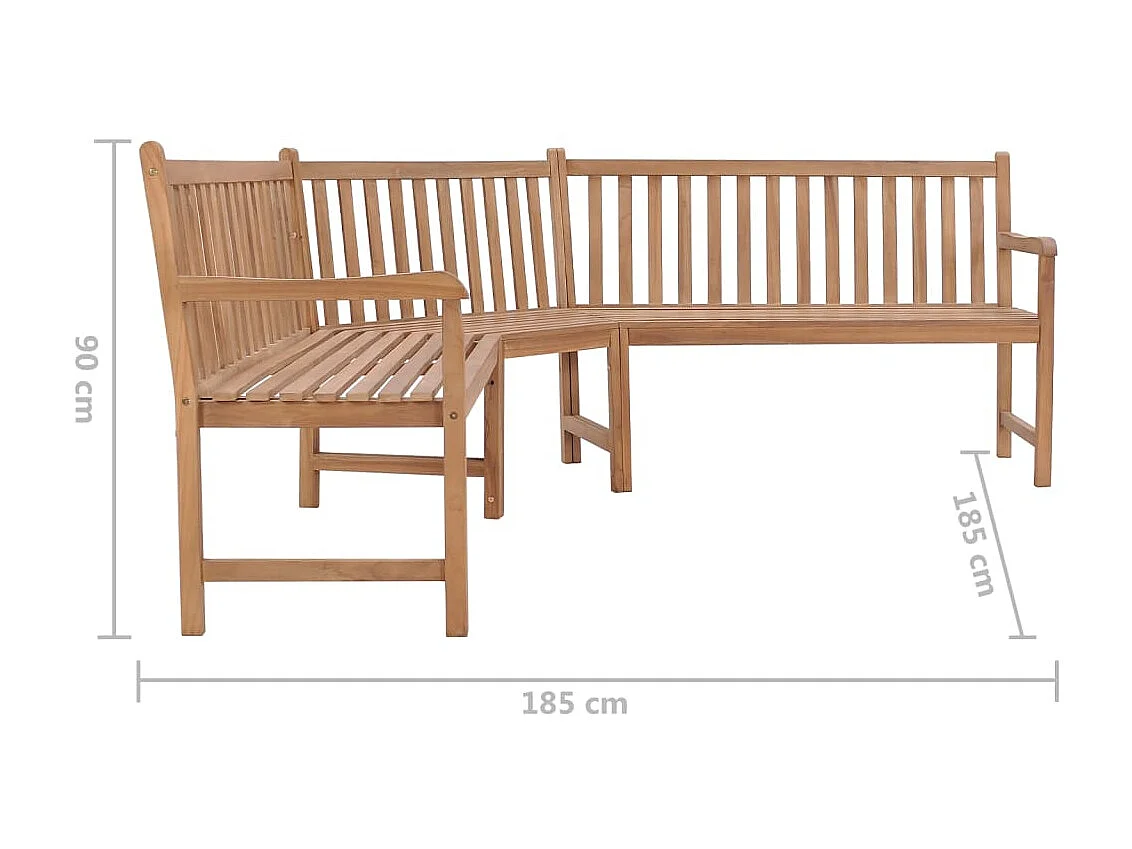 Banc d'angle de jardin 185x185x90 Bois de teck solide