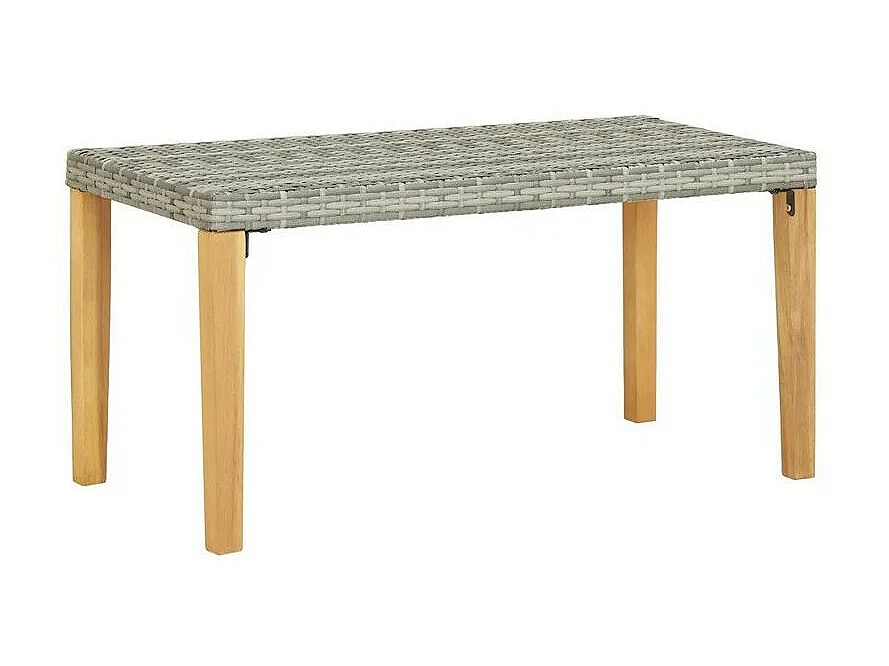 Banc de jardin résine tressée grise et pieds acacia Lakt 120cm