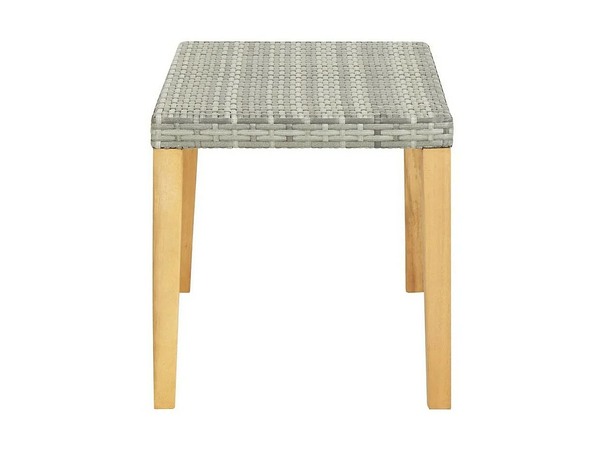 Banc de jardin résine tressée grise et pieds acacia Lakt 120cm