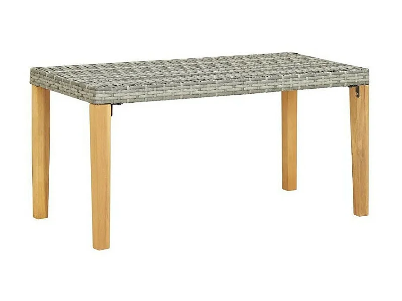 Banc de jardin résine tressée grise et pieds acacia Lakt 120cm