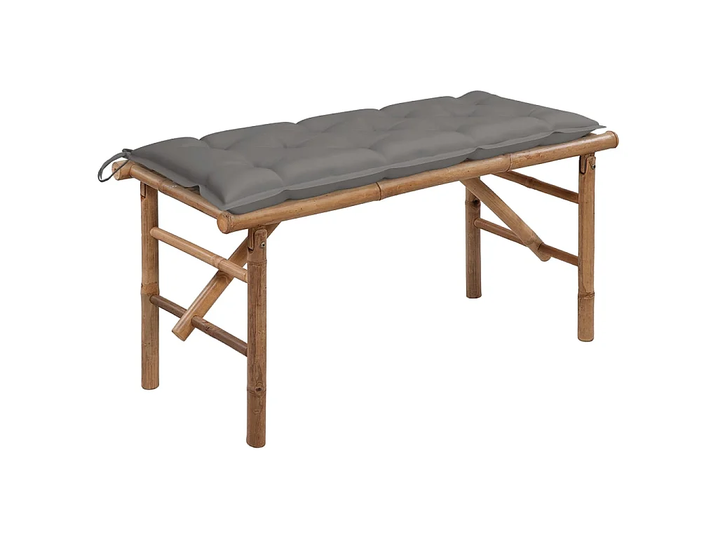 Banc de jardin pliable avec coussin 118cm Bambou 9