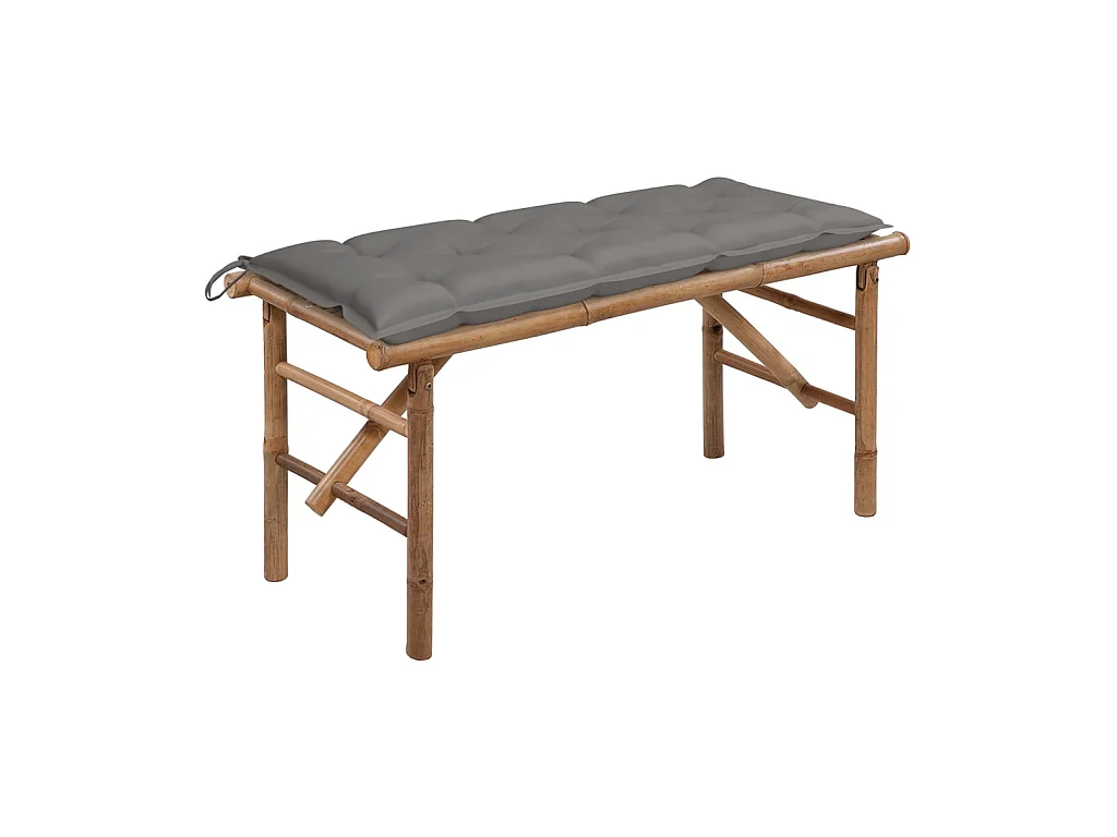 Banc de jardin pliable avec coussin 118cm Bambou 9