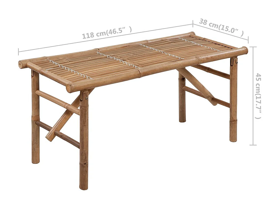 Banc de jardin pliable avec coussin 118cm Bambou 9