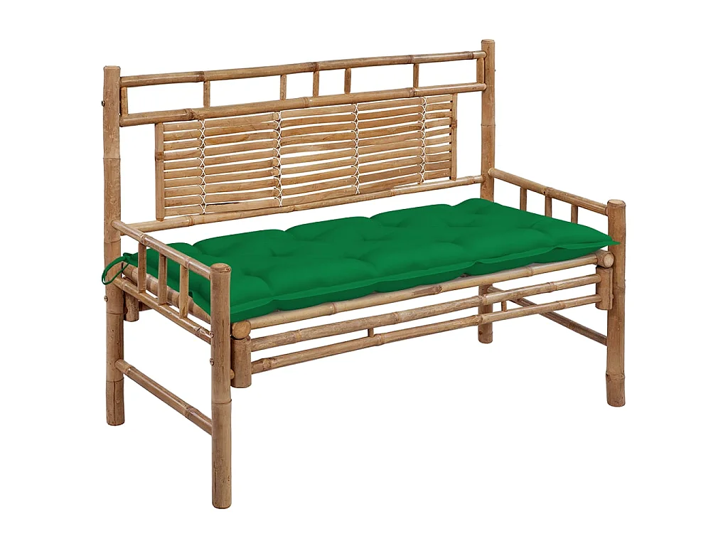 Banc de jardin avec coussin 120cm Bambou 24