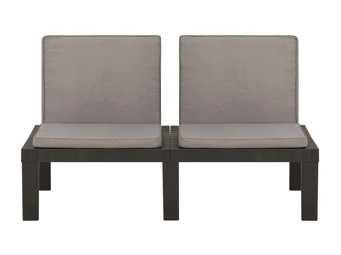 Banc de salon de jardin avec coussin Plastique Gris