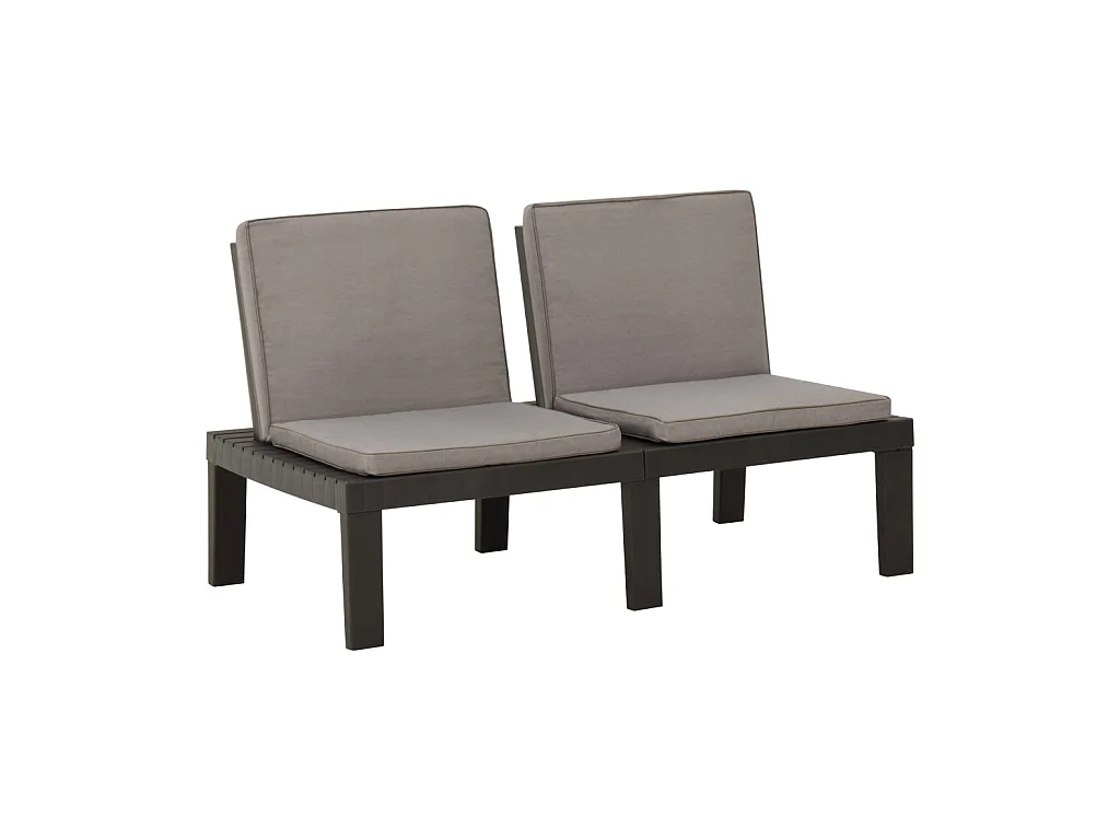 Banc de salon de jardin avec coussin Plastique Gris